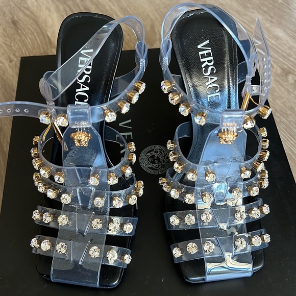 Versace Sandal Heels Jewels Sparkly_Versace Women's Embellished Caged Jelly - Picture 10 of 12